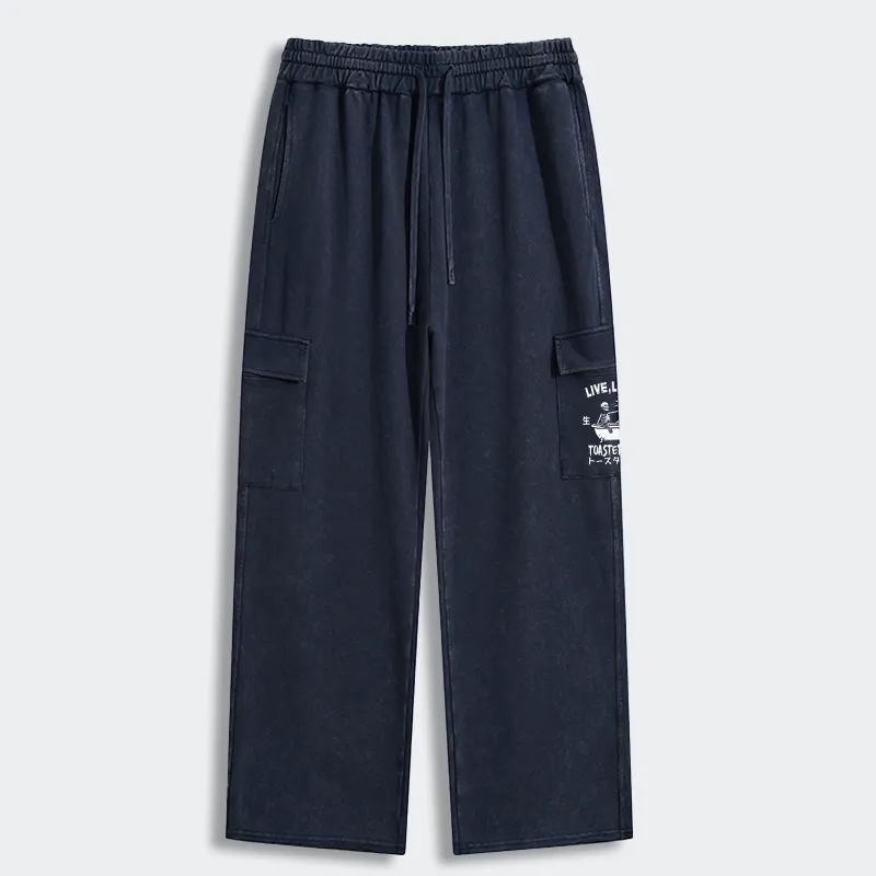 Tokyo-Tiger Funny Electric Shock Skeleton Washed Utility Sweatpants