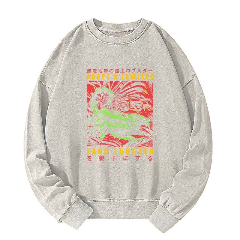 Tokyo-Tiger Adopting A Land Lobster Japanese Washed Sweatshirt