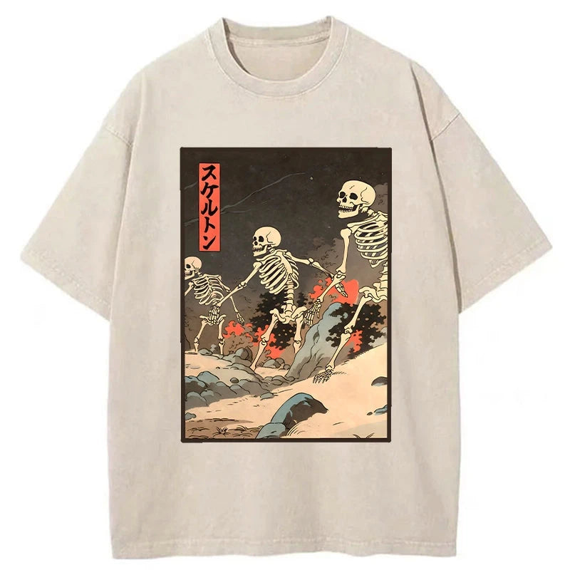 Tokyo-Tiger Japanese Rising Skeletons Washed T-Shirt