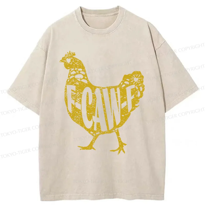 Tokyo-Tiger Cock Crows Funny Washed T-Shirt