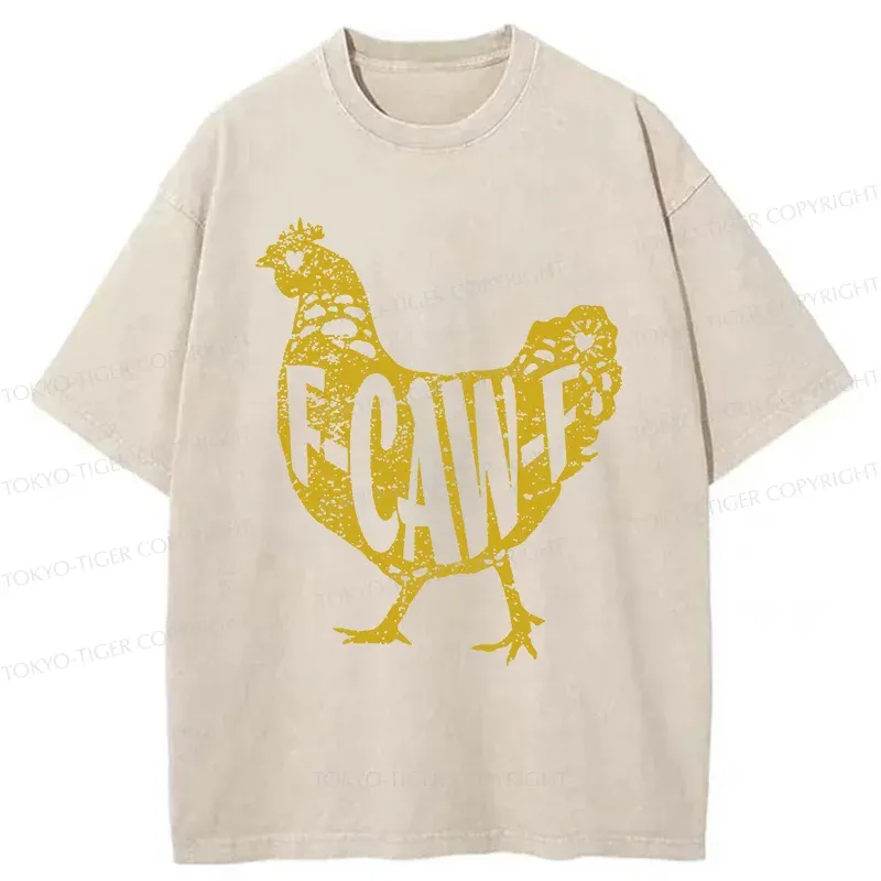 Tokyo-Tiger Cock Crows Funny Washed T-Shirt