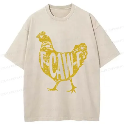 Tokyo-Tiger Cock Crows Funny Washed T-Shirt