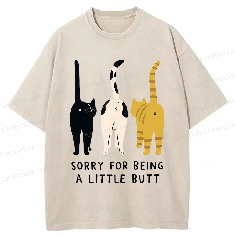 Tokyo-Tiger Cat's Butt Funny Washed T-Shirt