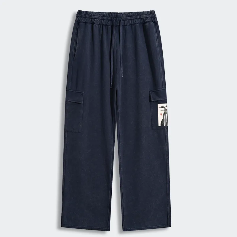Tokyo-Tiger Japanese Crane Poster Washed Utility Sweatpants