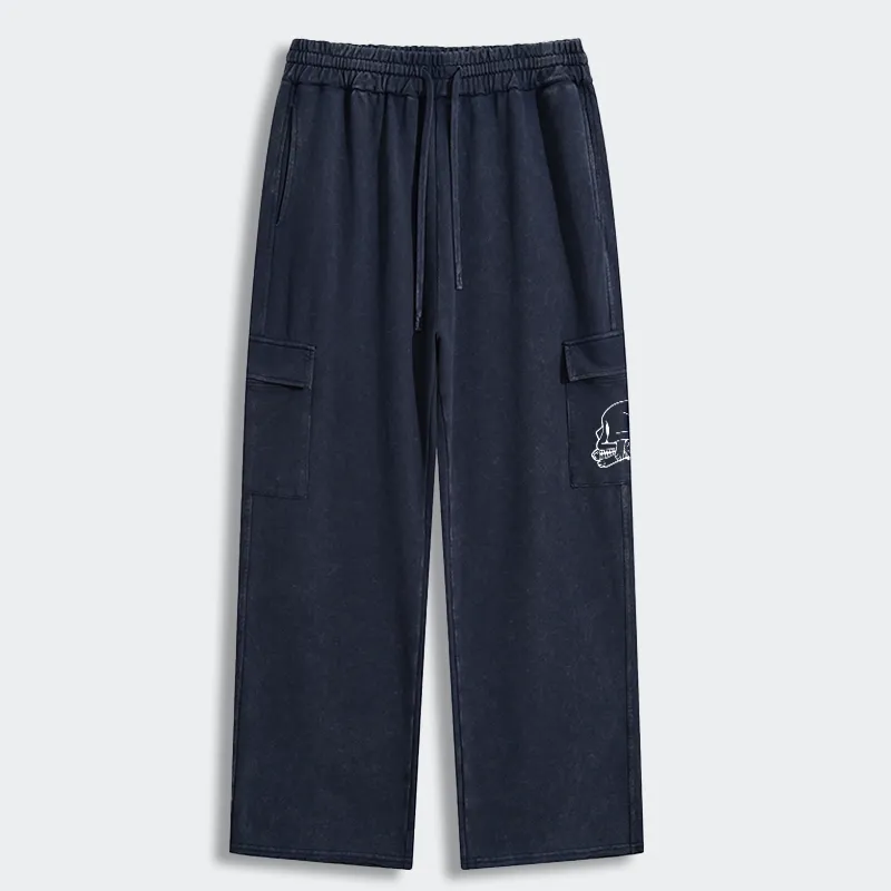 Tokyo-Tiger Funny Cat Eating Fish Washed Utility Sweatpants