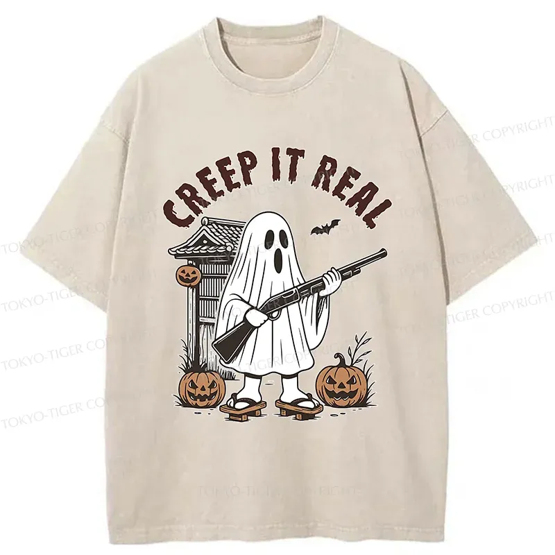 Tokyo-Tiger Halloween Japanese Ghost Washed T-Shirt