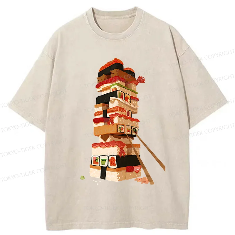 Tokyo-Tiger Sushi Game Washed T-Shirt