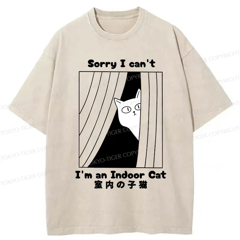Tokyo-Tiger Indoor Kitten Funny Washed T-Shirt