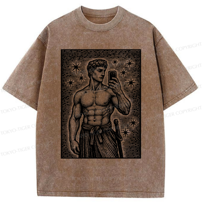 Tokyo-Tiger Workout Selfie David Washed T-Shirt