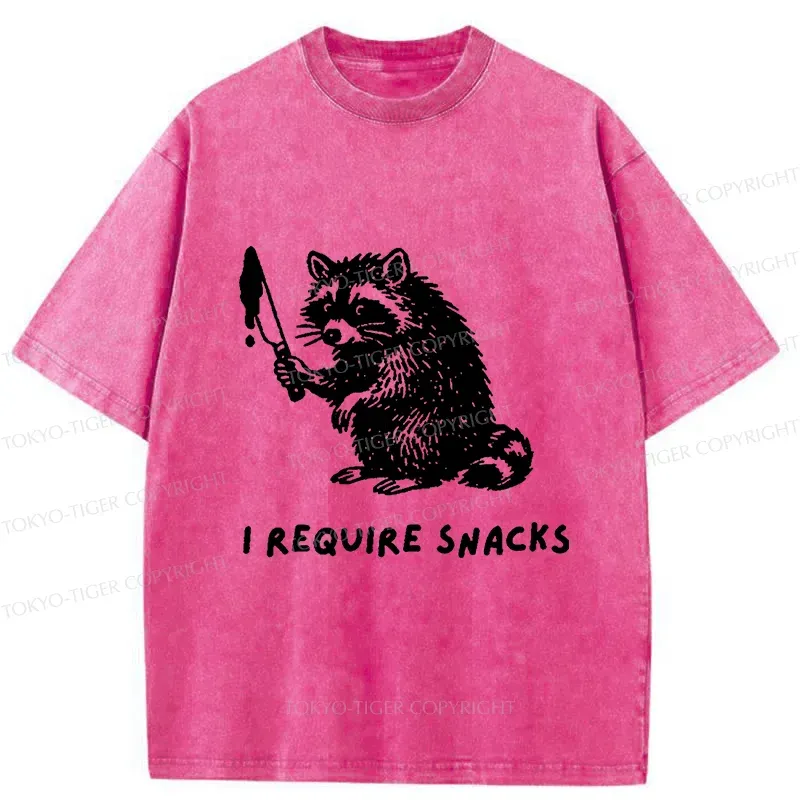 Tokyo-Tiger Raccoons Need Snacks Funny Washed T-Shirt
