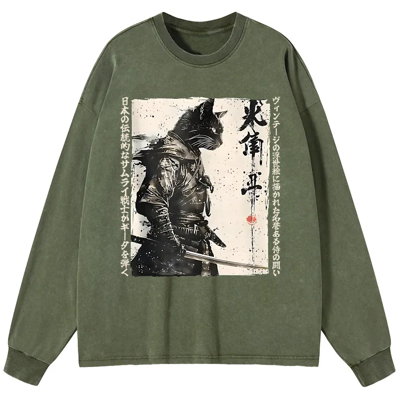 Tokyo-Tiger Delicious Chinese Food Washed Long Sleeve T-Shirt Sale