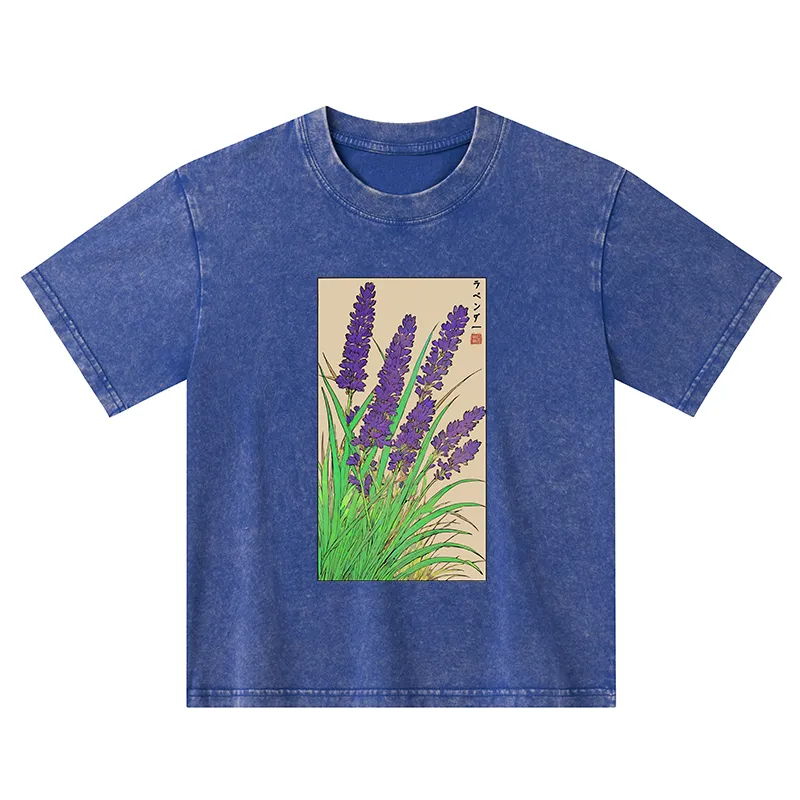 Tokyo-Tiger Japanese Lavender Kids Washed T-Shirt