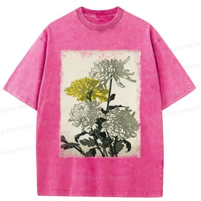 Tokyo-Tiger Japanese Chrysanthemum Washed T-Shirt