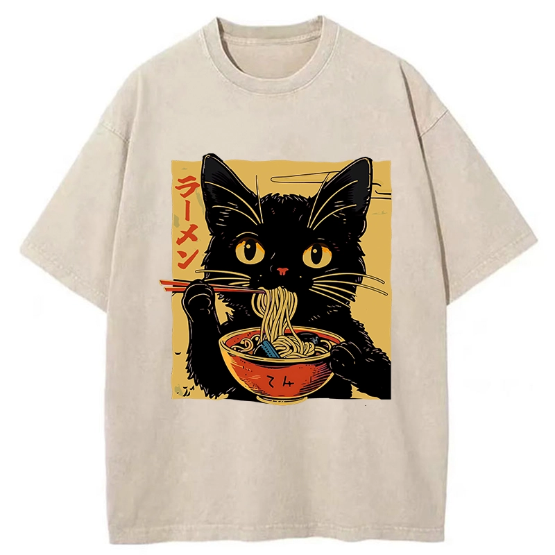 Tokyo-Tiger Cat Enamored Of Ramen Washed T-Shirt