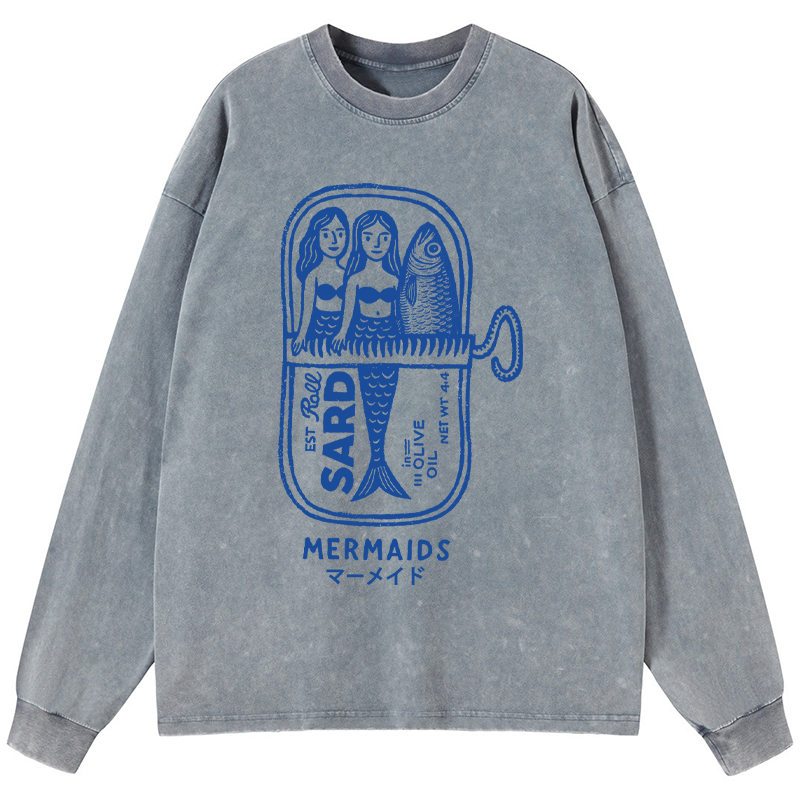 Tokyo-Tiger Mermaid Can Washed Long Sleeve T-Shirt