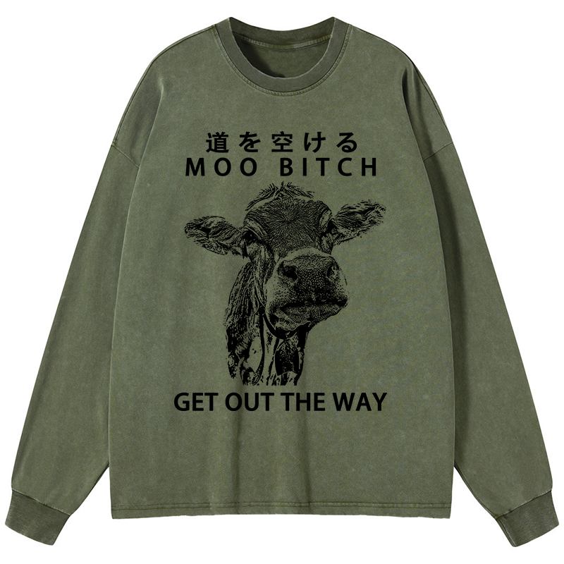 Tokyo-Tiger Funny Cow Washed Long Sleeve T-Shirt