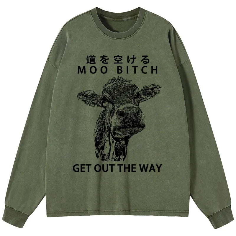 Tokyo-Tiger Funny Cow Washed Long Sleeve T-Shirt