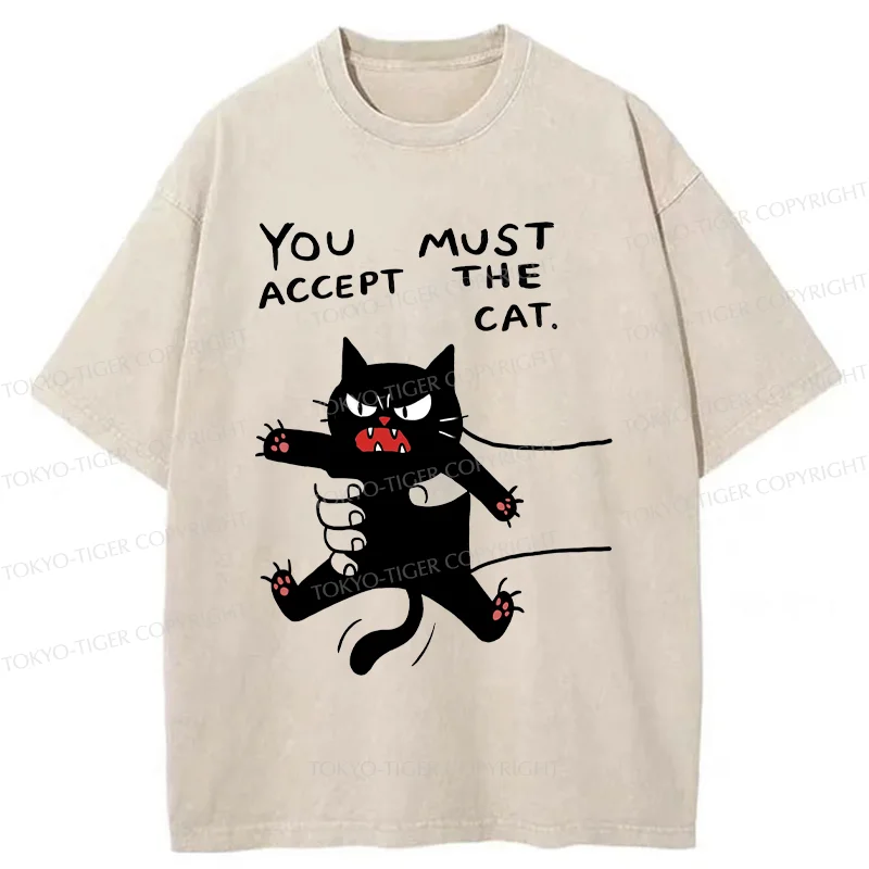 Tokyo-Tiger Accept This Cat Washed T-Shirt