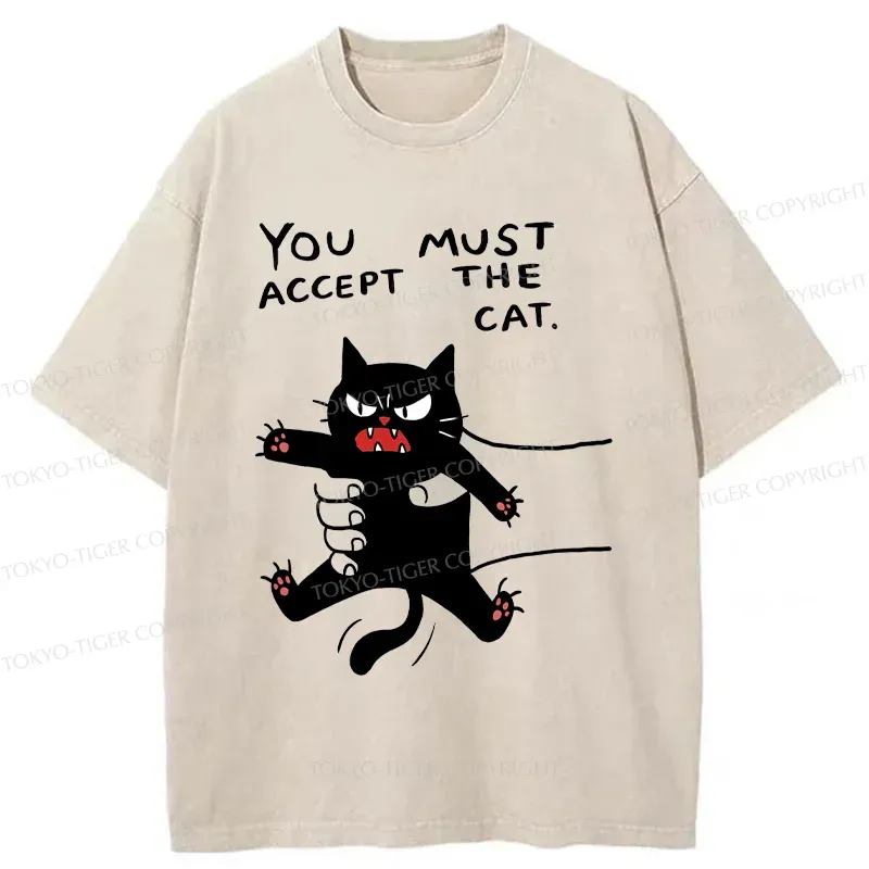 Tokyo-Tiger Accept This Cat Washed T-Shirt