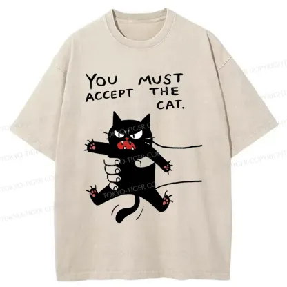 Tokyo-Tiger Accept This Cat Washed T-Shirt