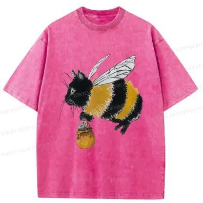 Tokyo-Tiger Catbee Funny Washed T-Shirt