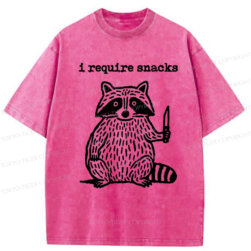 Tokyo-Tiger Silly Raccoon Needs Snacks Washed T-Shirt