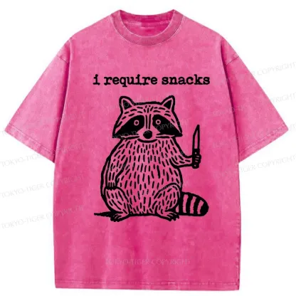 Tokyo-Tiger Silly Raccoon Needs Snacks Washed T-Shirt