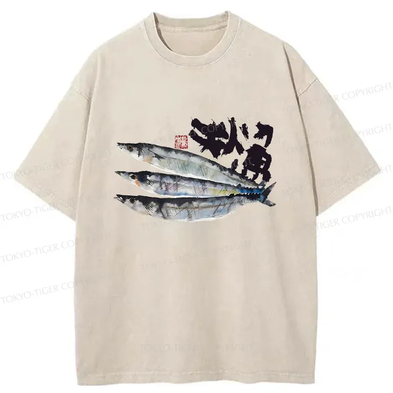 Tokyo-Tiger Pacific Saury Washed T-Shirt