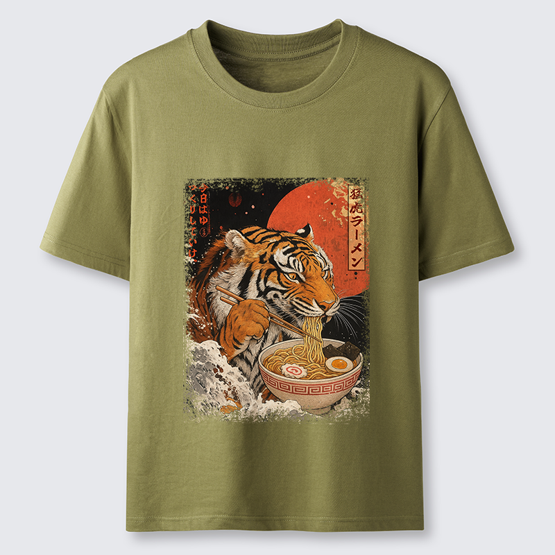 Tokyo-Tiger Ukiyoe Japan Tiger Eating Ramen Classic T-Shirt