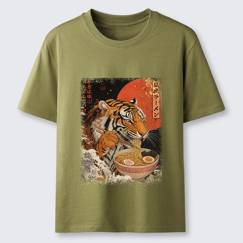 Tokyo-Tiger Ukiyoe Japan Tiger Eating Ramen Classic T-Shirt