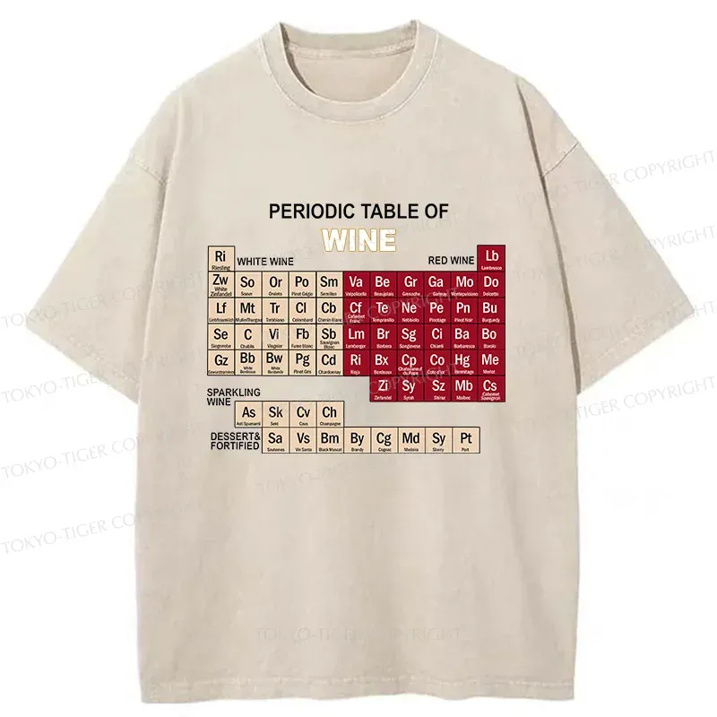 Tokyo-Tiger Table of Elements of Wine Washed T-Shirt