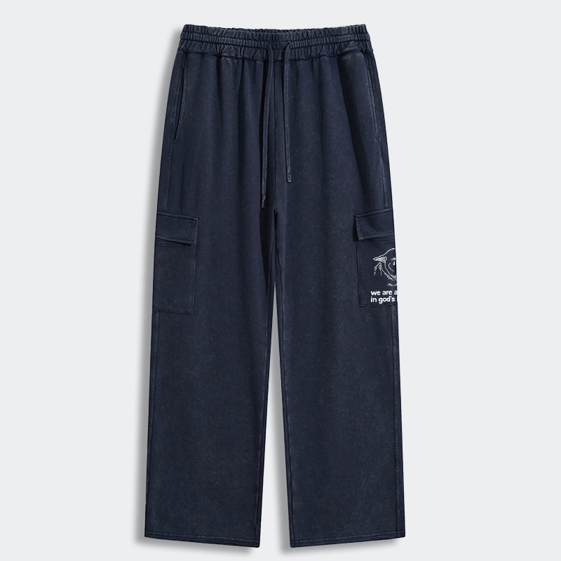 Tokyo-Tiger Sad Dog Funny Washed Utility Sweatpants