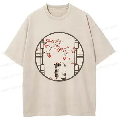 Tokyo-Tiger Beautiful View Outside The Window Washed T-Shirt