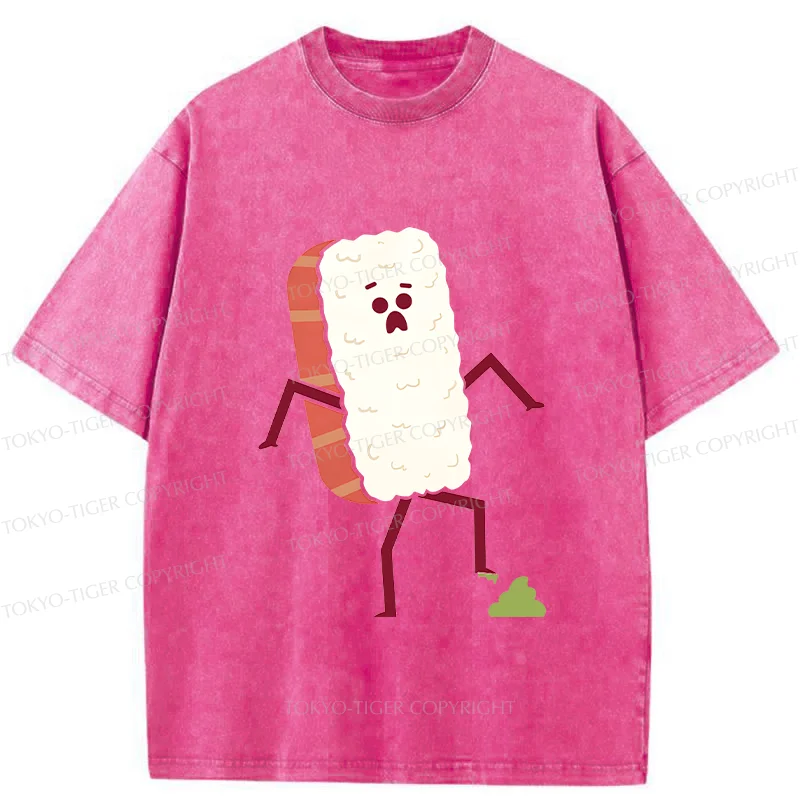 Tokyo-Tiger Sushi Stepped On Wasabi Washed T-Shirt