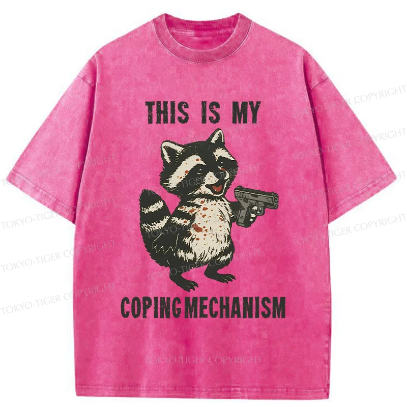 Tokyo-Tiger Raccoon Coping Mechanism Washed T-Shirt