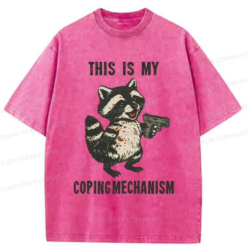 Tokyo-Tiger Raccoon Coping Mechanism Washed T-Shirt