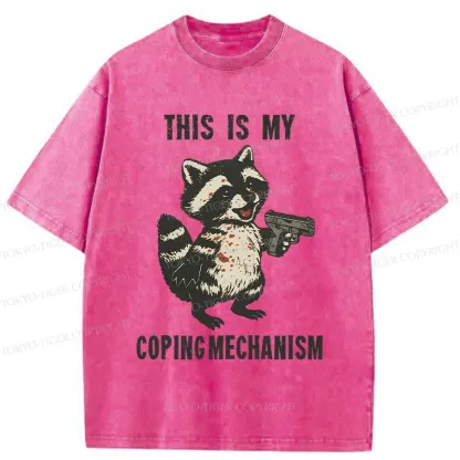 Tokyo-Tiger Raccoon Coping Mechanism Washed T-Shirt
