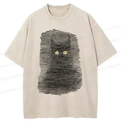 Tokyo-Tiger Cat In The Dark Washed T-Shirt
