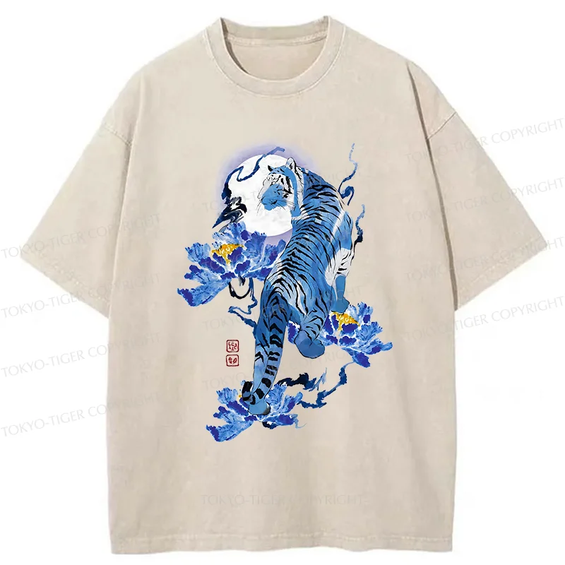 Tokyo-Tiger Japan Blue Tiger Washed T-Shirt