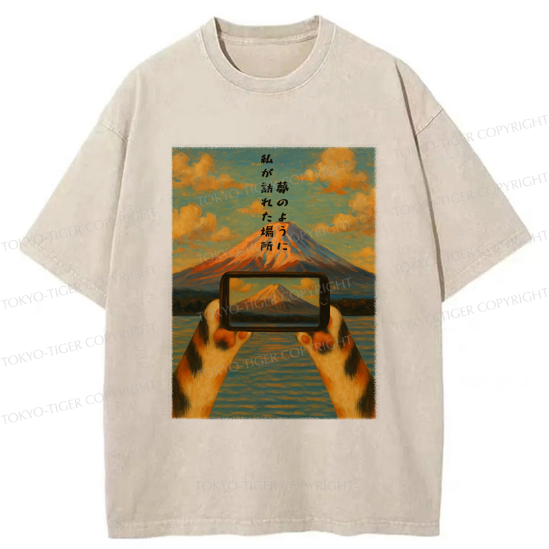 Tokyo-Tiger The Little Cat Photographer Washed T-Shirt