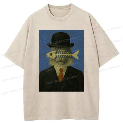 Tokyo-Tiger Fishbone Gentleman Maine Coon Washed T-Shirt