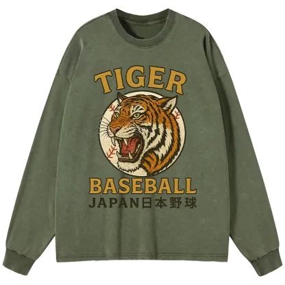 Tokyo-Tiger Osaka Japan Baseball Team Washed Long Sleeve T-Shirt