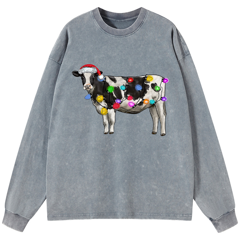Tokyo-Tiger Christmas Cow Washed Long Sleeve T-Shirt