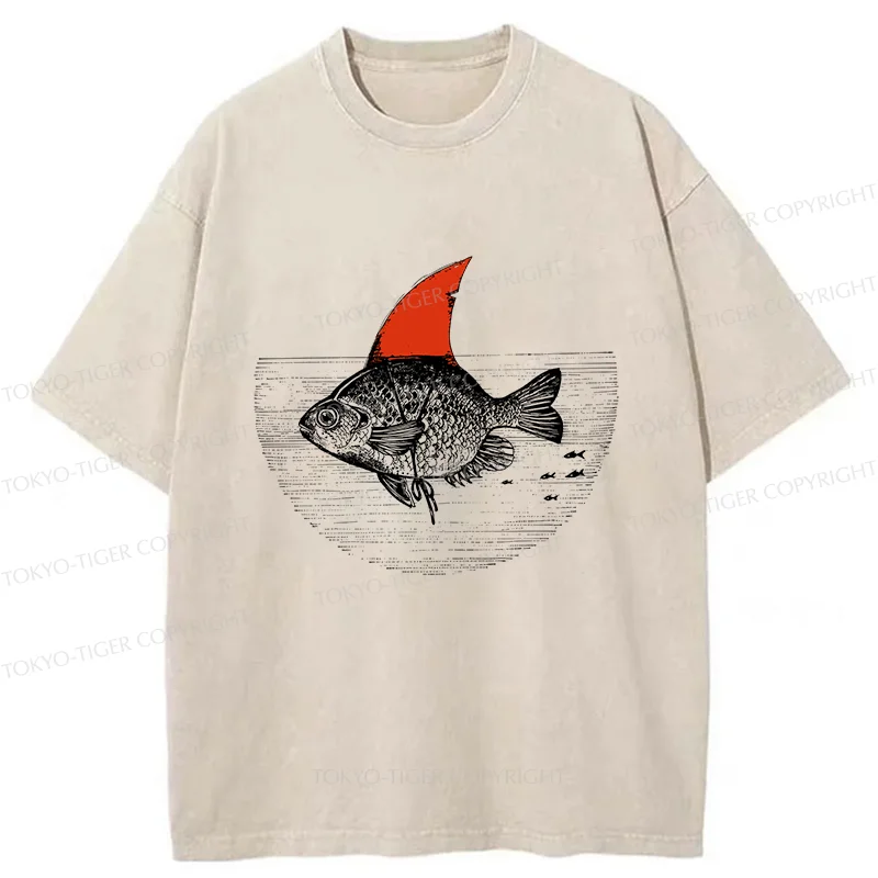 Tokyo-Tiger Shark In The Fish Tank Washed T-Shirt