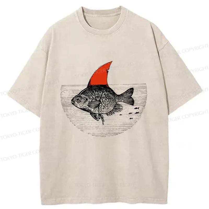 Tokyo-Tiger Shark In The Fish Tank Washed T-Shirt Sale