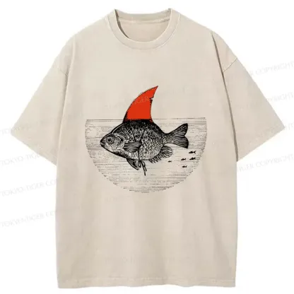 Tokyo-Tiger Shark In The Fish Tank Washed T-Shirt