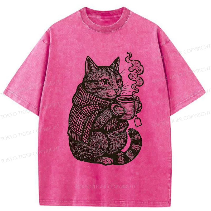 Tokyo-Tiger Autumn Cat Washed T-Shirt
