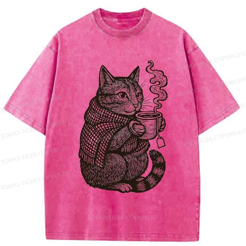 Tokyo-Tiger Autumn Cat Washed T-Shirt