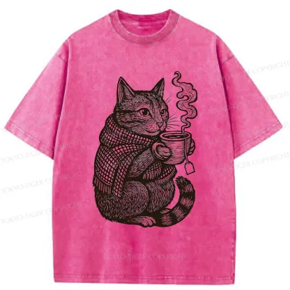 Tokyo-Tiger Autumn Cat Washed T-Shirt