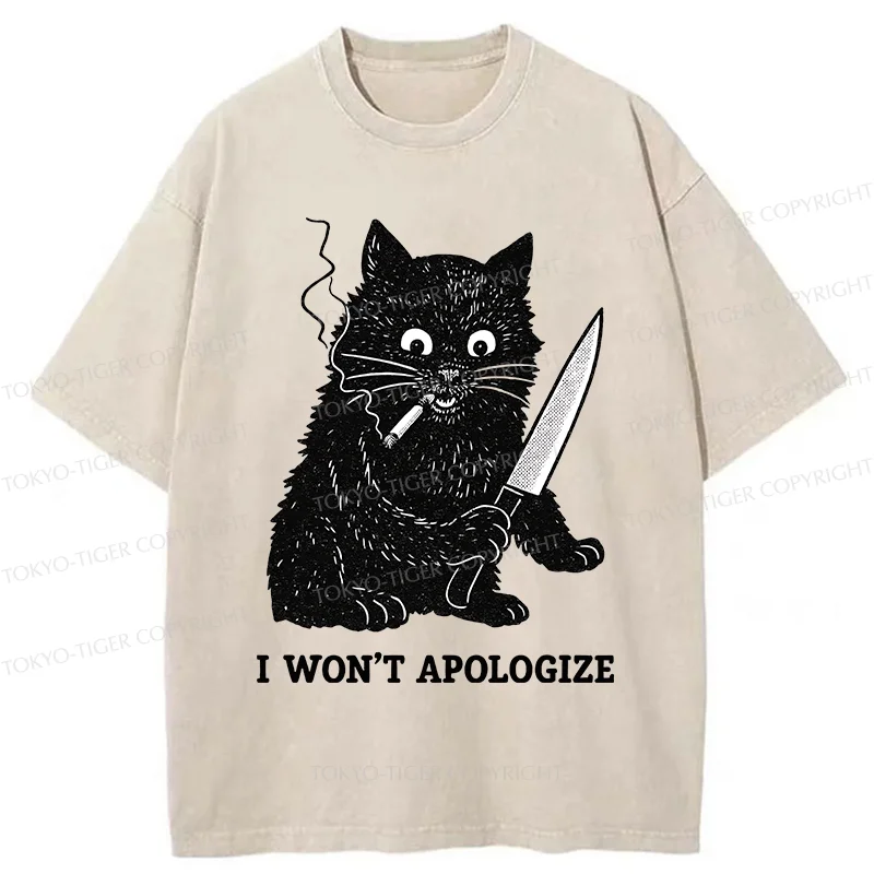 Tokyo-Tiger Cat Don't Apologize Washed T-Shirt